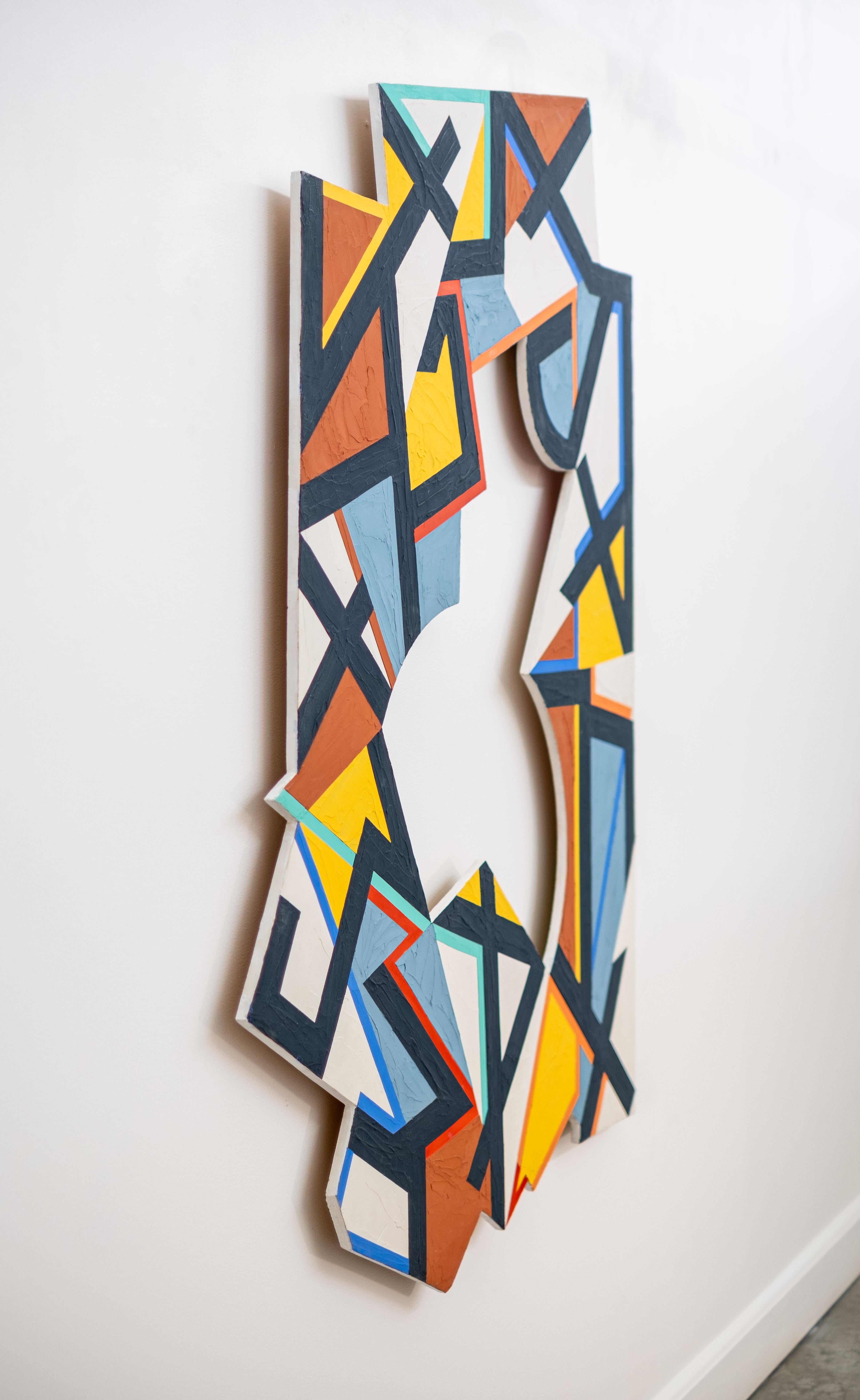 Contour Detour n° 4 - plâtre coloré, abstrait et pigmenté sur carton - Abstrait Painting par Yvonne Lammerich
