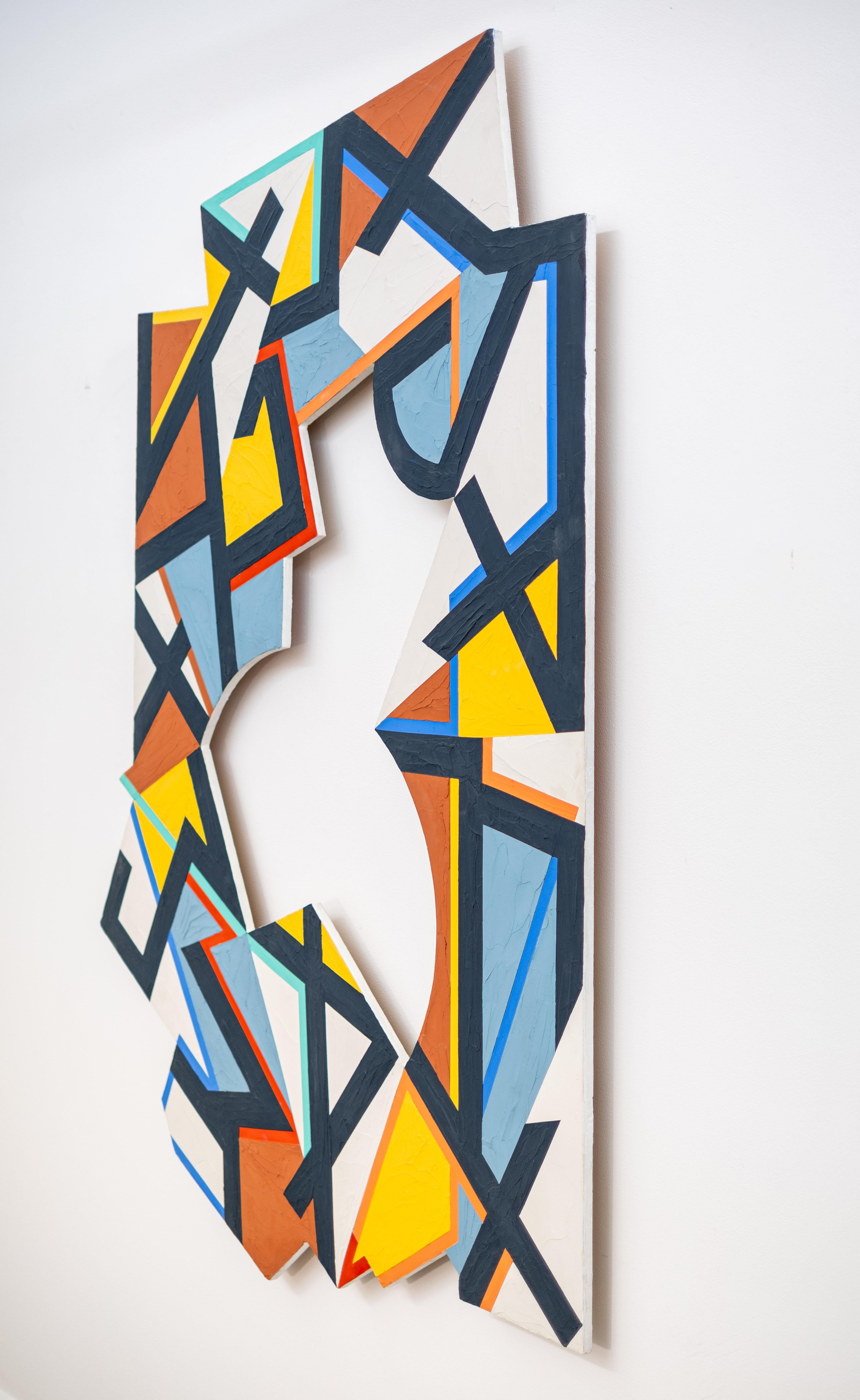 Contour Detour n° 4 - plâtre coloré, abstrait et pigmenté sur carton - Beige Abstract Painting par Yvonne Lammerich