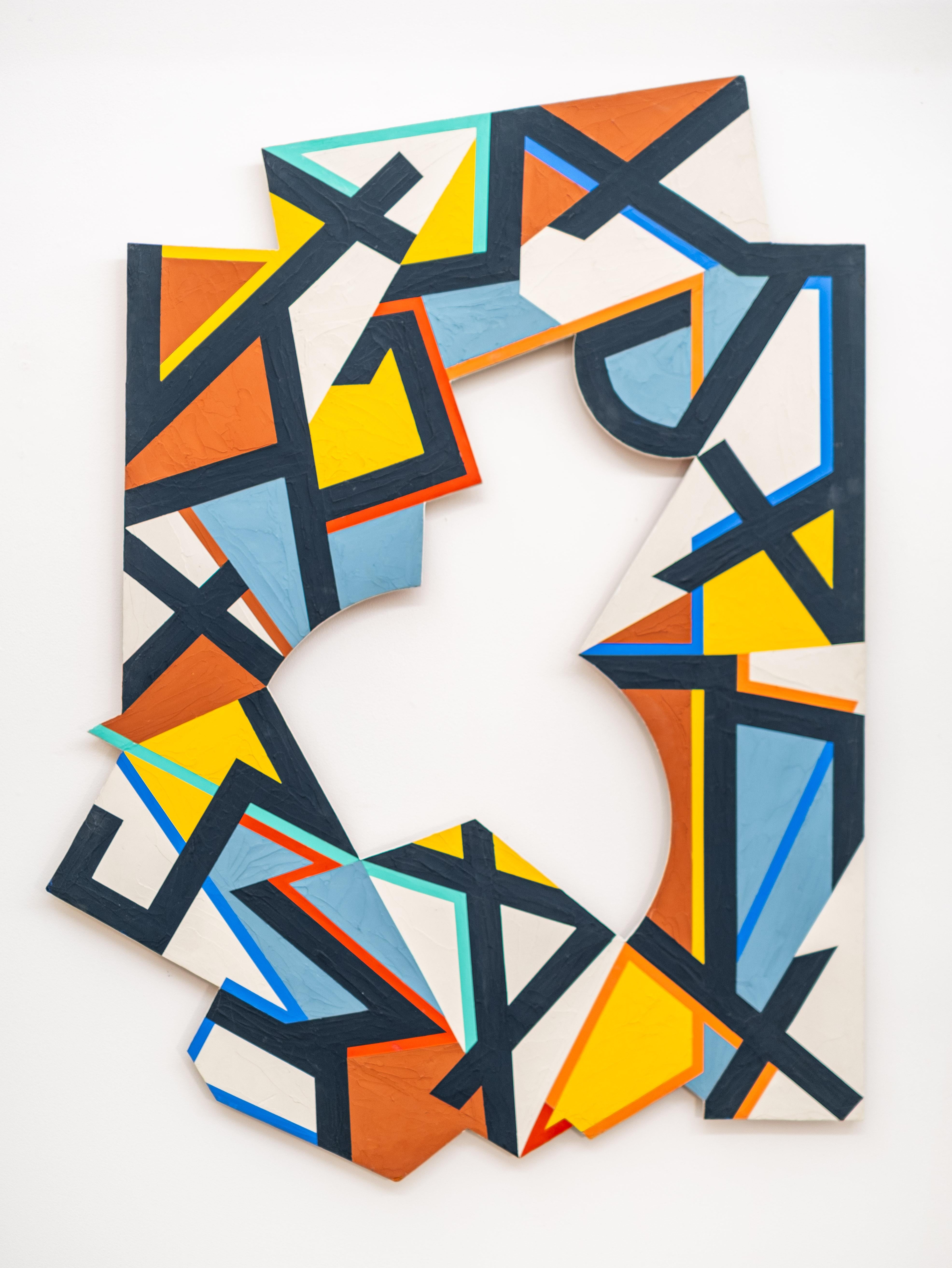 Abstract Painting Yvonne Lammerich - Contour Detour n° 4 - plâtre coloré, abstrait et pigmenté sur carton