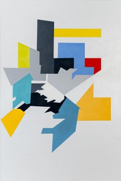 Cross/Cultural Now#3 - colorful, contemporary, abstract, wood, acrylic on canvas