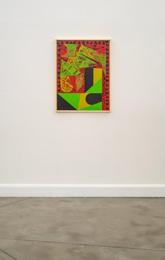 Current #4 - Abstract Painting, Acrylic on Canvas, Framed, 33x25 in