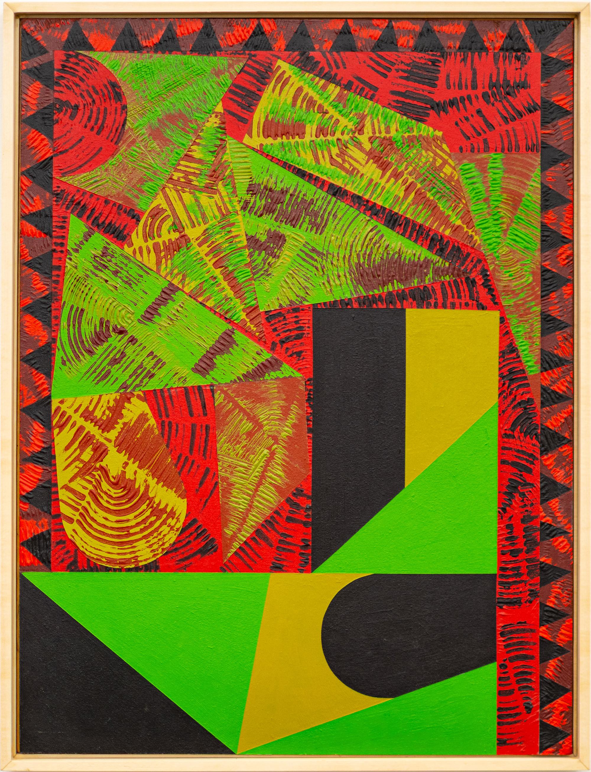 Aktuell #4 - Abstrakte Malerei, Acryl auf Leinwand, gerahmt, 33x25 in – Painting von Yvonne Lammerich