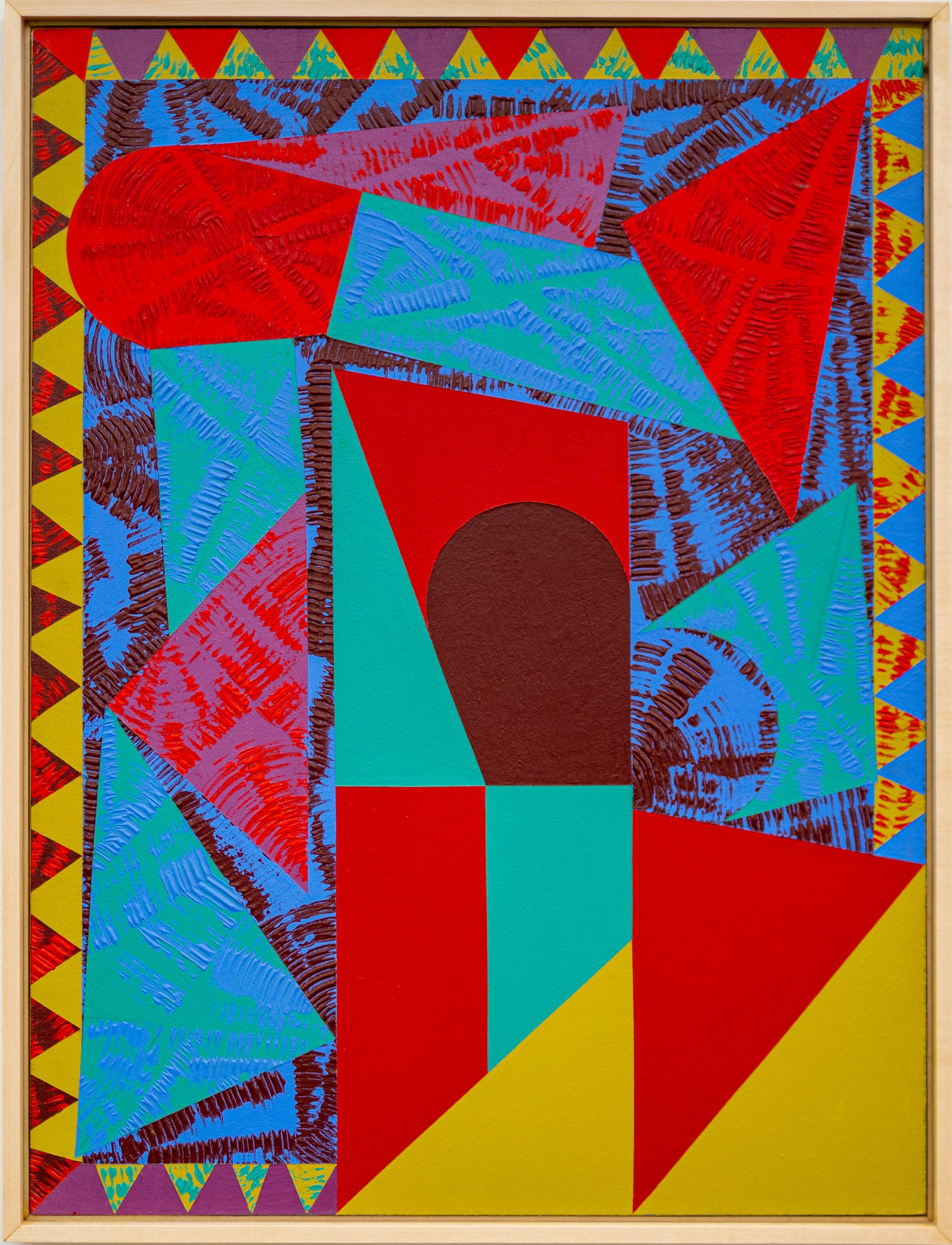 Current #5 - Abstract Painting, Acrylic on Canvas, Framed, 33x25 in