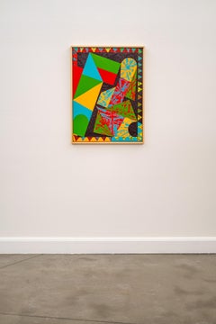 Current #7 - Abstract Painting, Acrylic on Canvas, Framed, 33x25 in