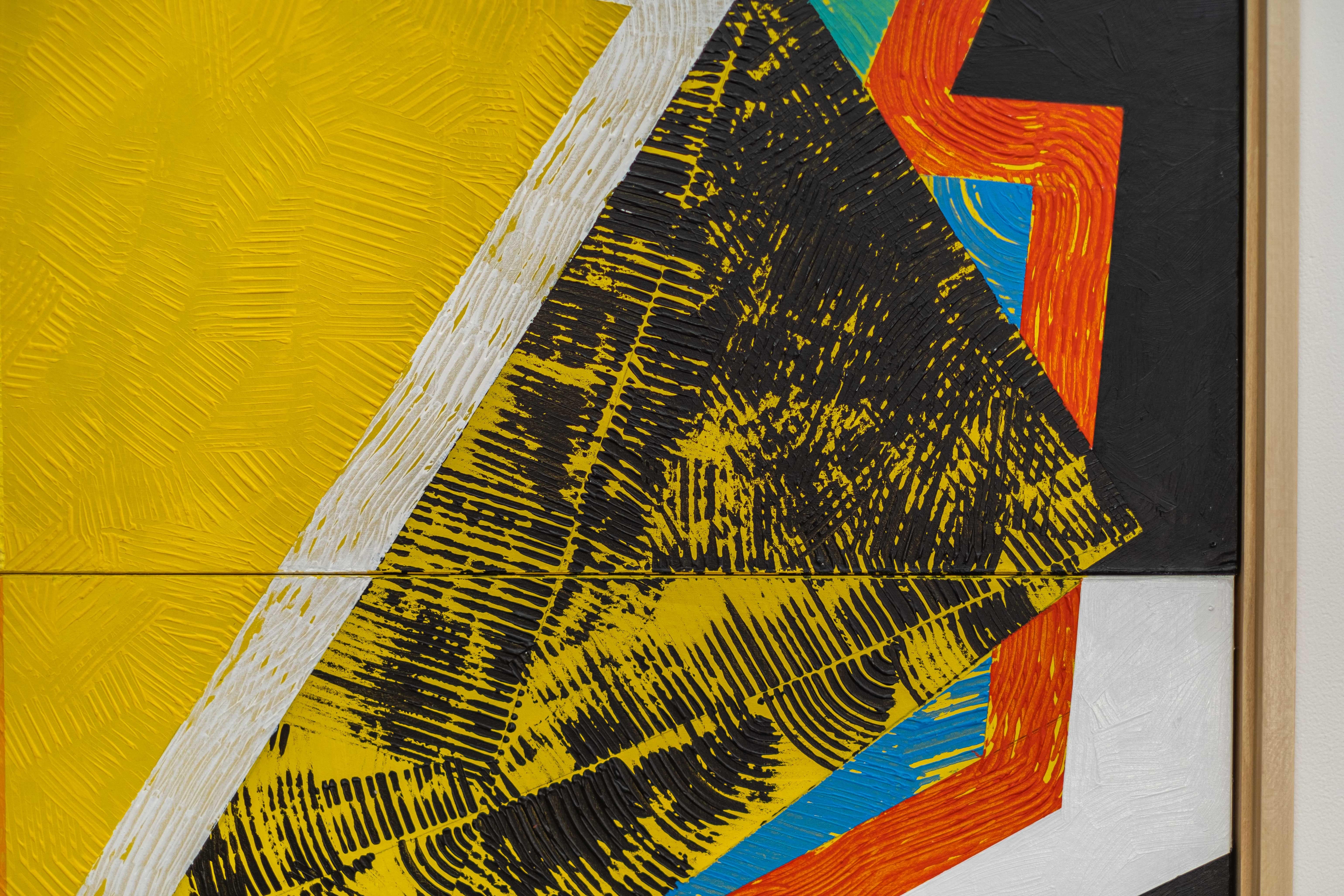Current Split - farbenfroh, zeitgenössisch, geometrisch abstrakt, Acryl auf Karton im Angebot 10