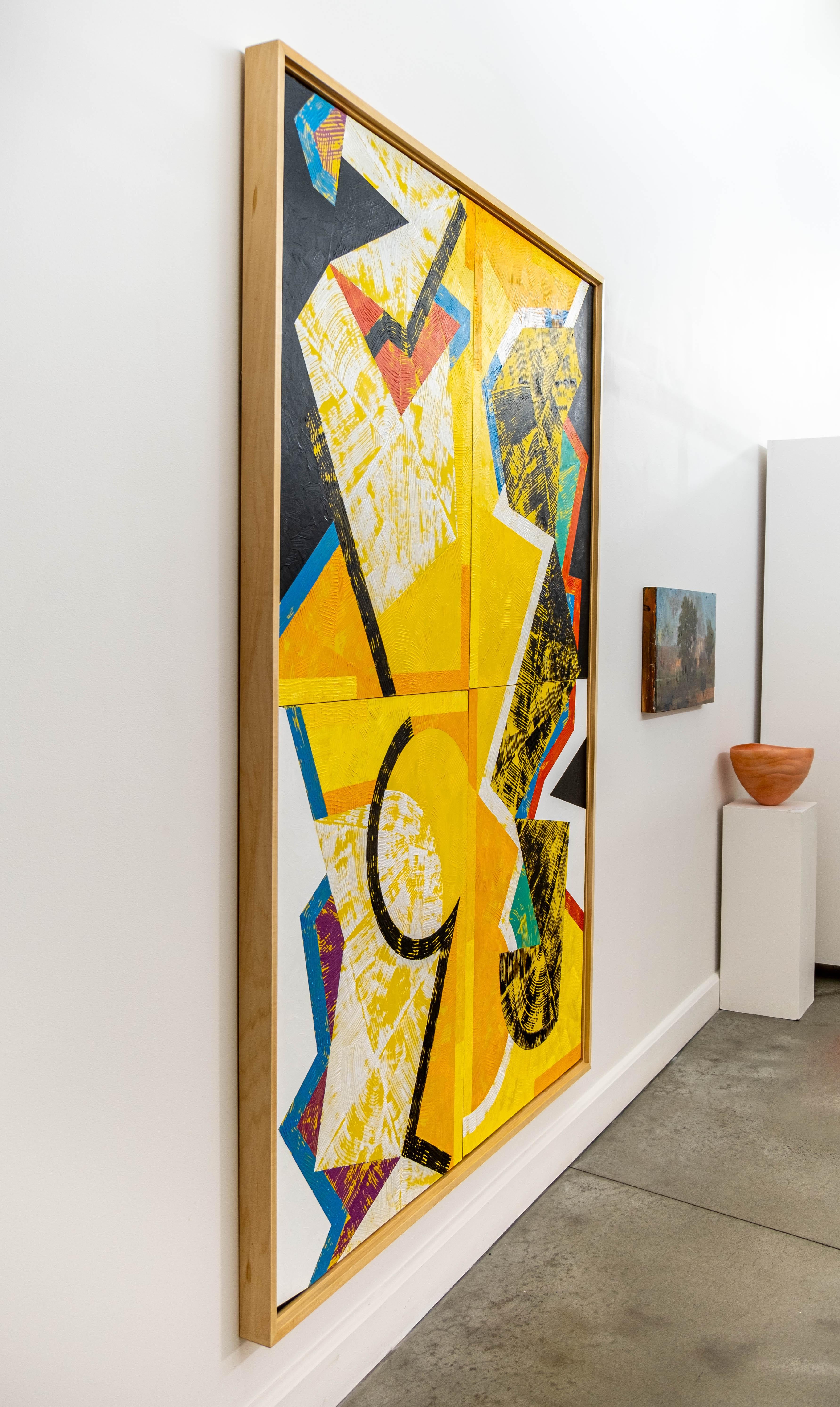 Current Split - farbenfroh, zeitgenössisch, geometrisch abstrakt, Acryl auf Karton im Angebot 12