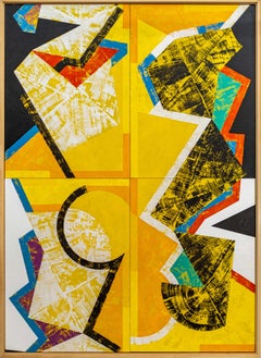 Current Split - farbenfroh, zeitgenössisch, geometrisch abstrakt, Acryl auf Karton