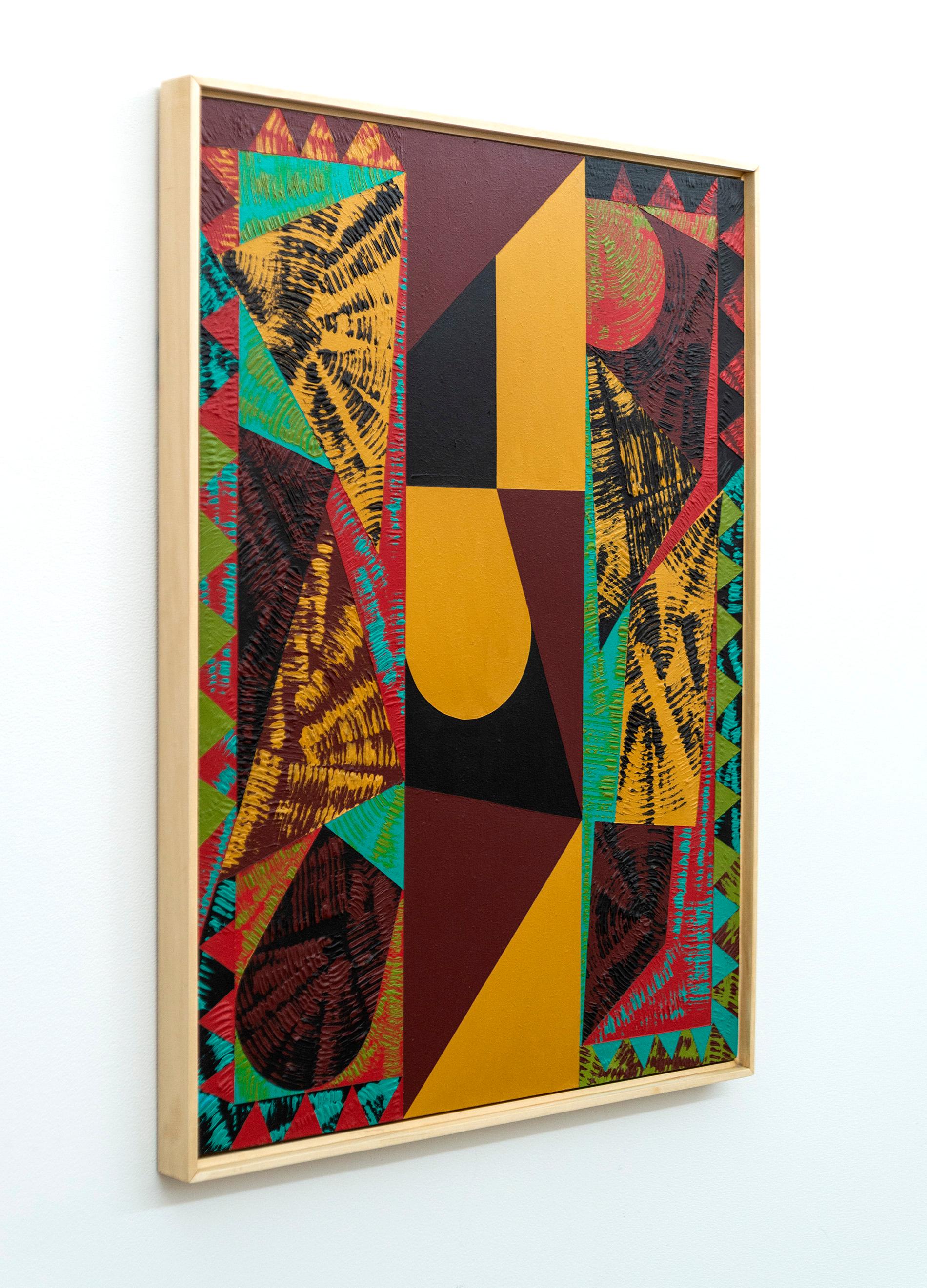 Currents#1 - kühn, bunt, zeitgenössisch, geometrisch abstrakt, Acryl auf Karton – Painting von Yvonne Lammerich