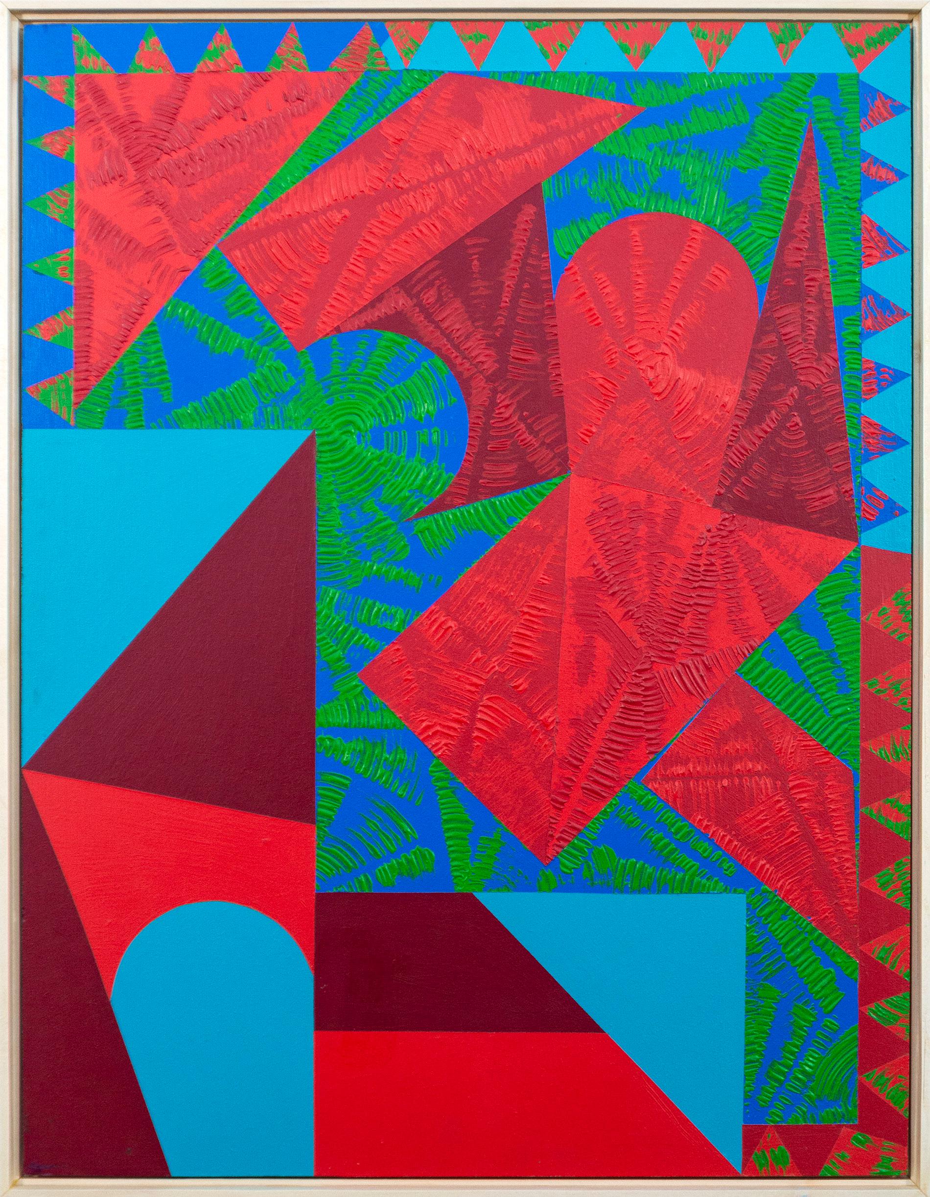 Currents#4 - kühn, bunt, zeitgenössisch, geometrisch abstrakt, Acryl auf Karton – Painting von Yvonne Lammerich