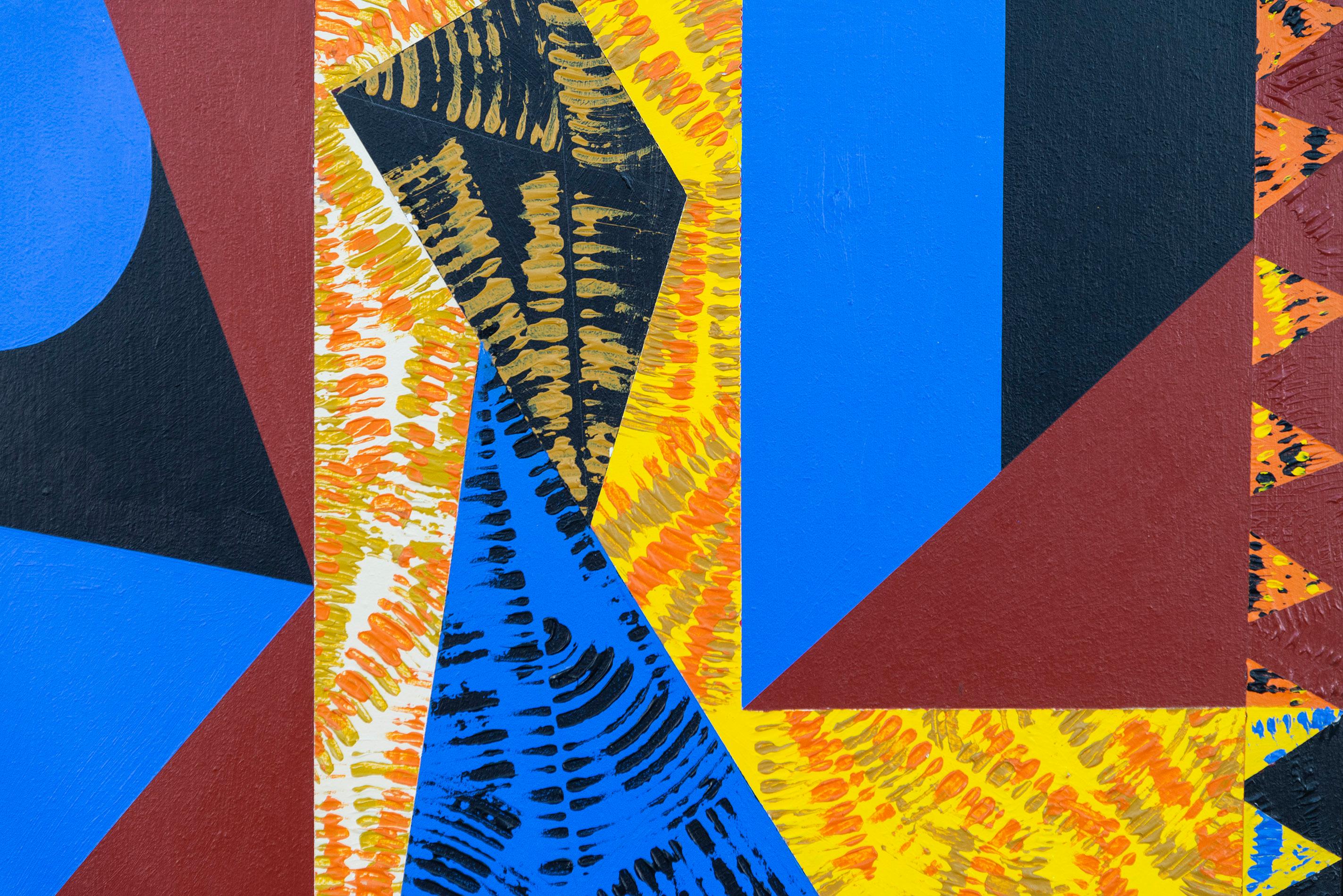 Currents#9 - kühn, bunt, zeitgenössisch, geometrisch abstrakt, Acryl auf Karton (Schwarz), Abstract Painting, von Yvonne Lammerich