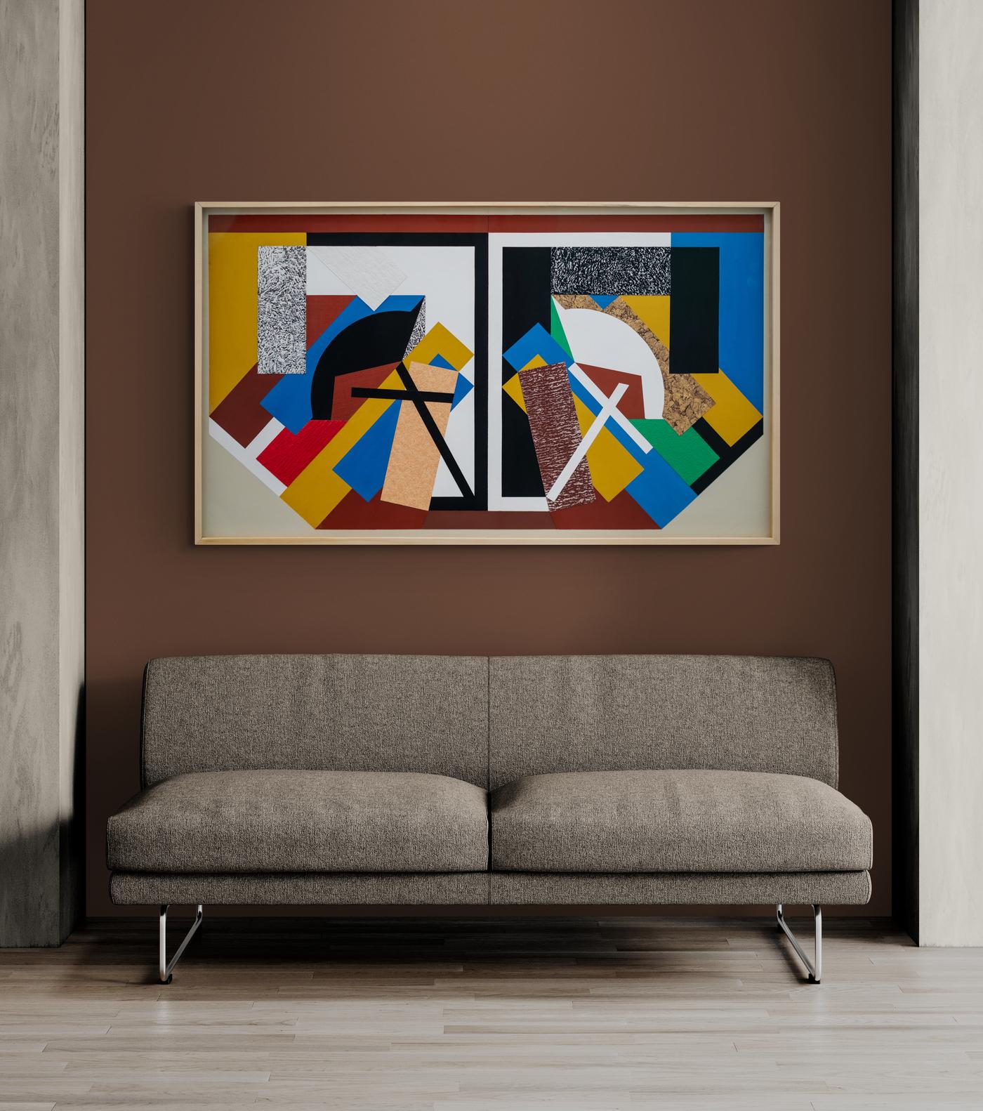 Giorno-Notte, Cnosso - astratto, contemporaneo, gouache e collage di carta su tavola in vendita 7