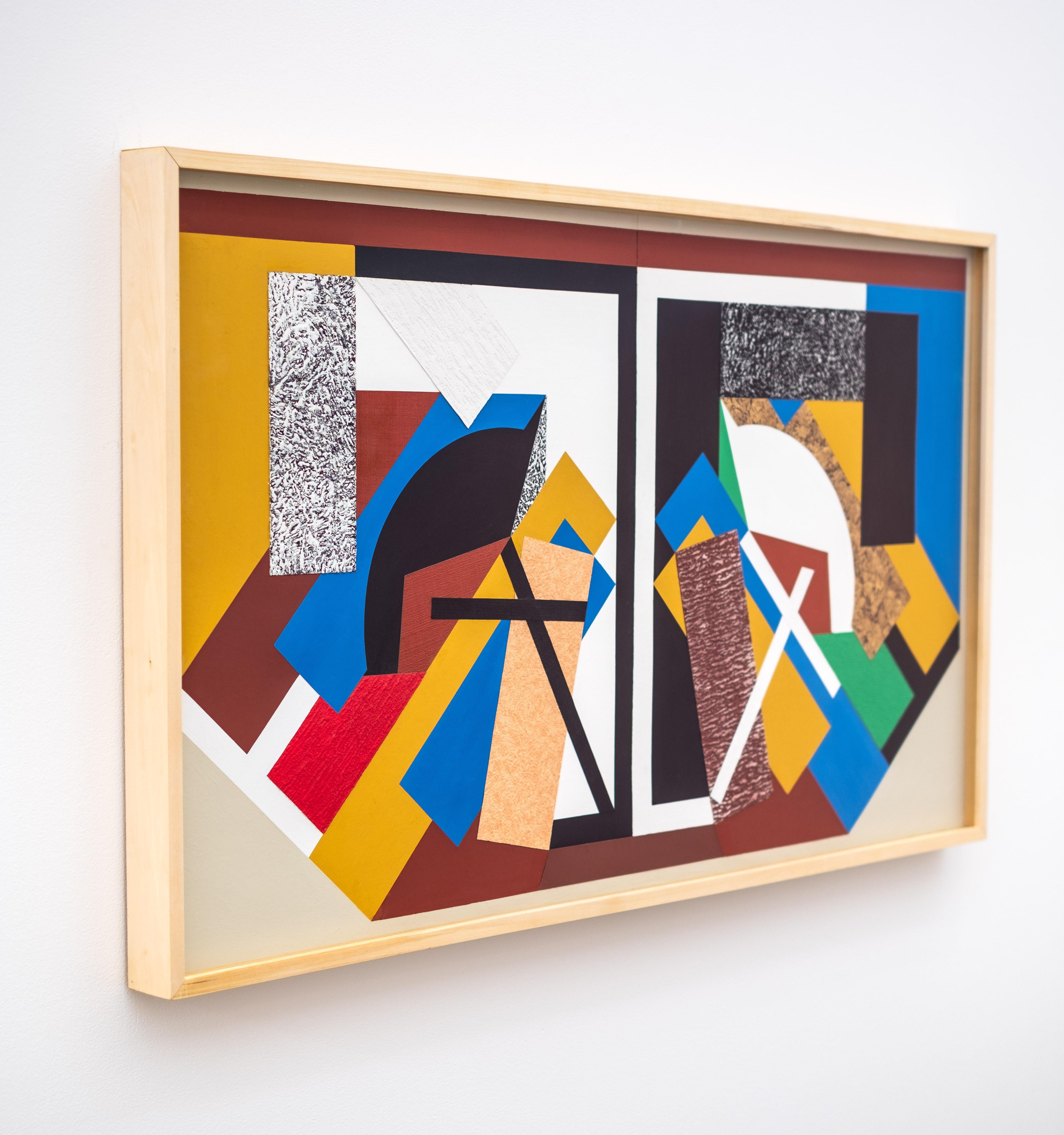 Giorno-Notte, Cnosso - astratto, contemporaneo, gouache e collage di carta su tavola - Painting Astratto di Yvonne Lammerich