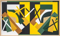 Jour-Nuit, Oliver - abstrait, contemporain, gouache et collage de papier sur panneau