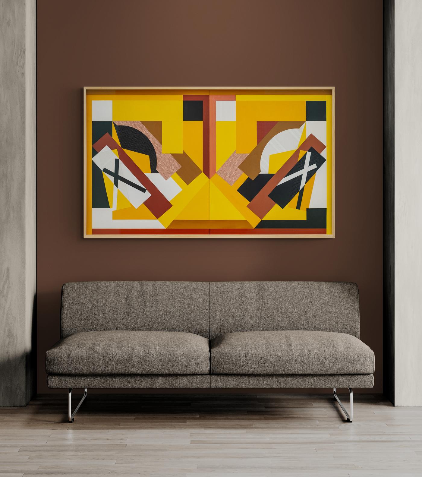 Jour-Nuit, Soleil - abstrait, contemporain, gouache et collage de papier sur carton en vente 8