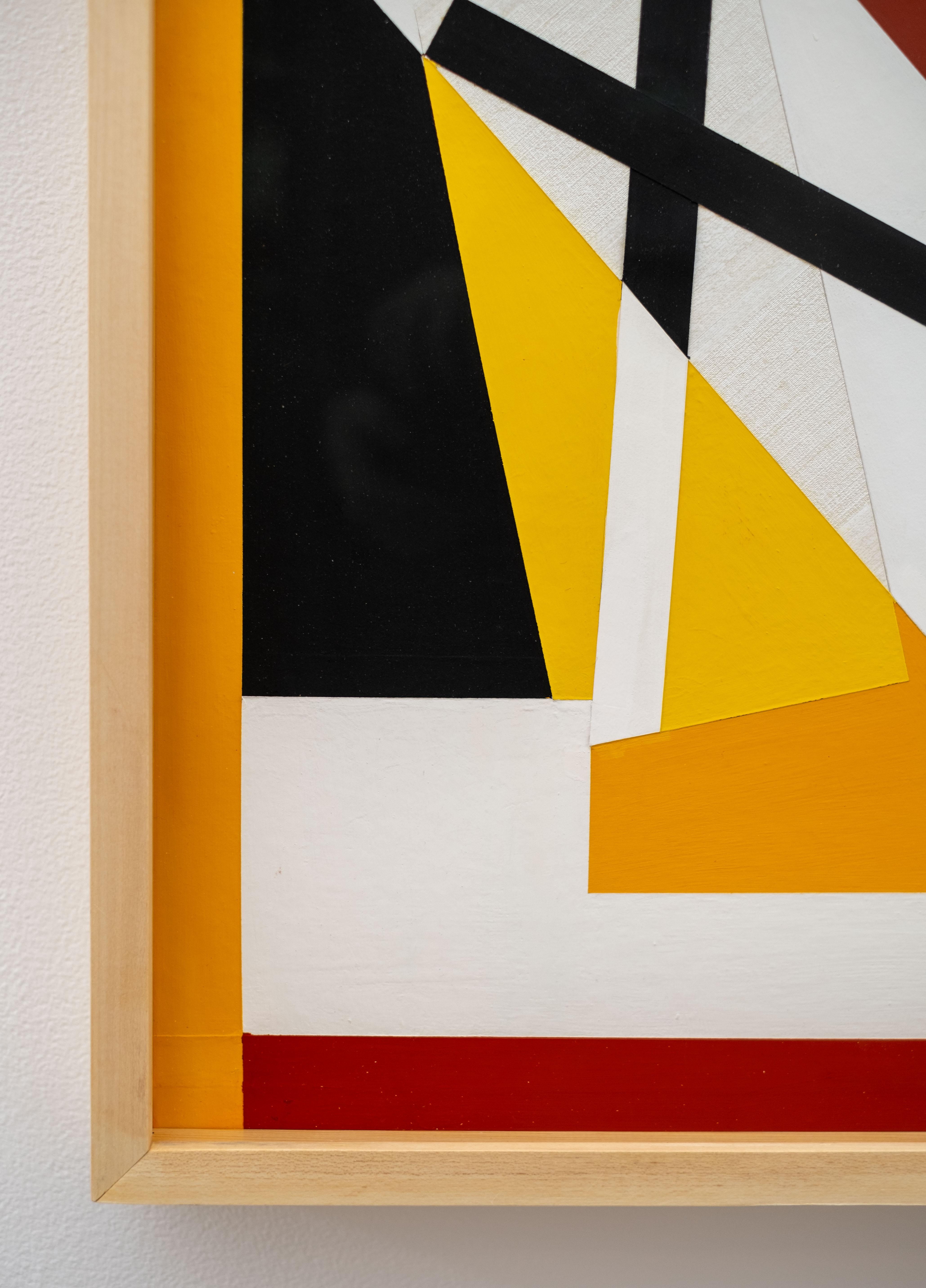 Jour-Nuit, Soleil - abstrait, contemporain, gouache et collage de papier sur carton en vente 1