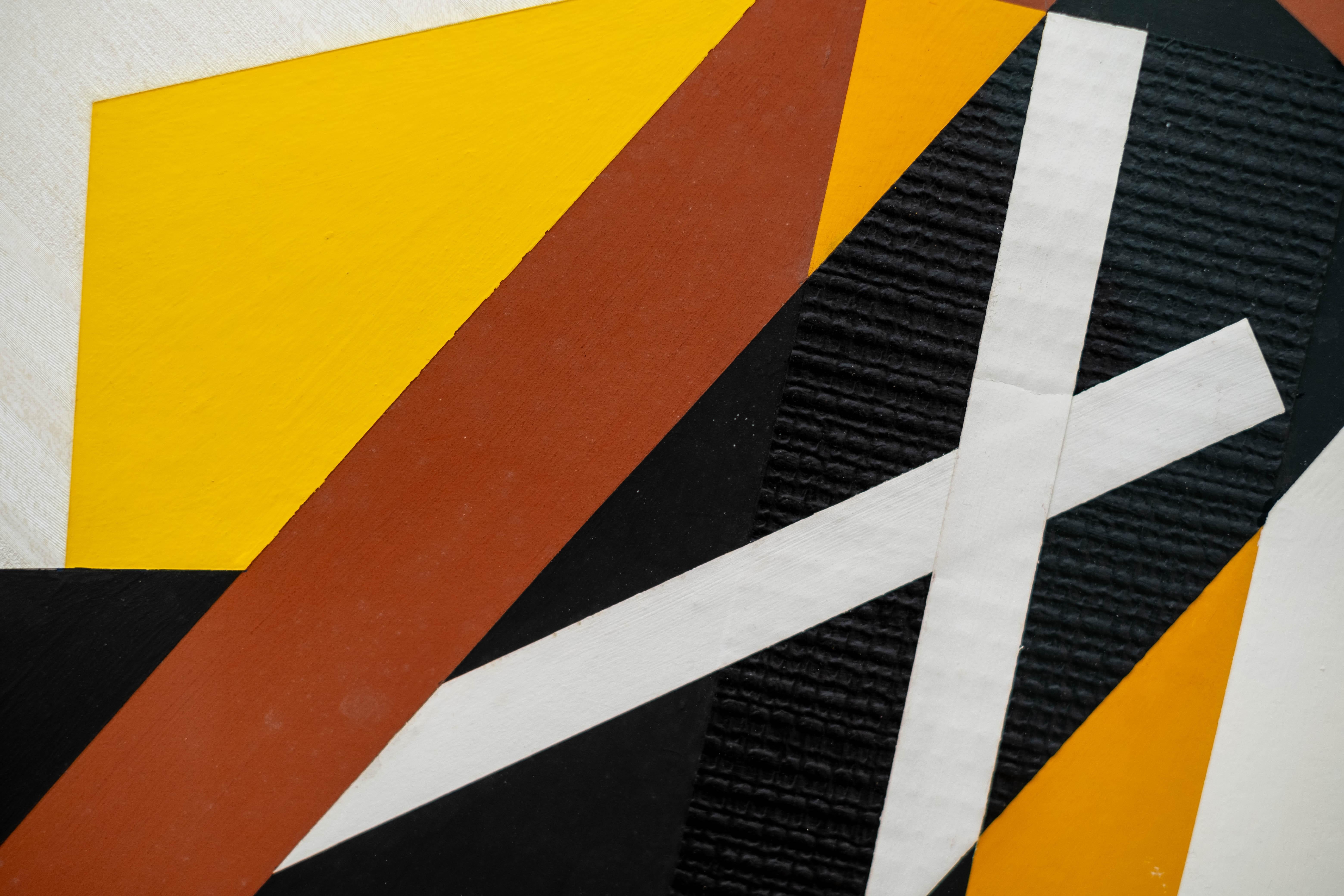 Jour-Nuit, Soleil - abstrait, contemporain, gouache et collage de papier sur carton en vente 4