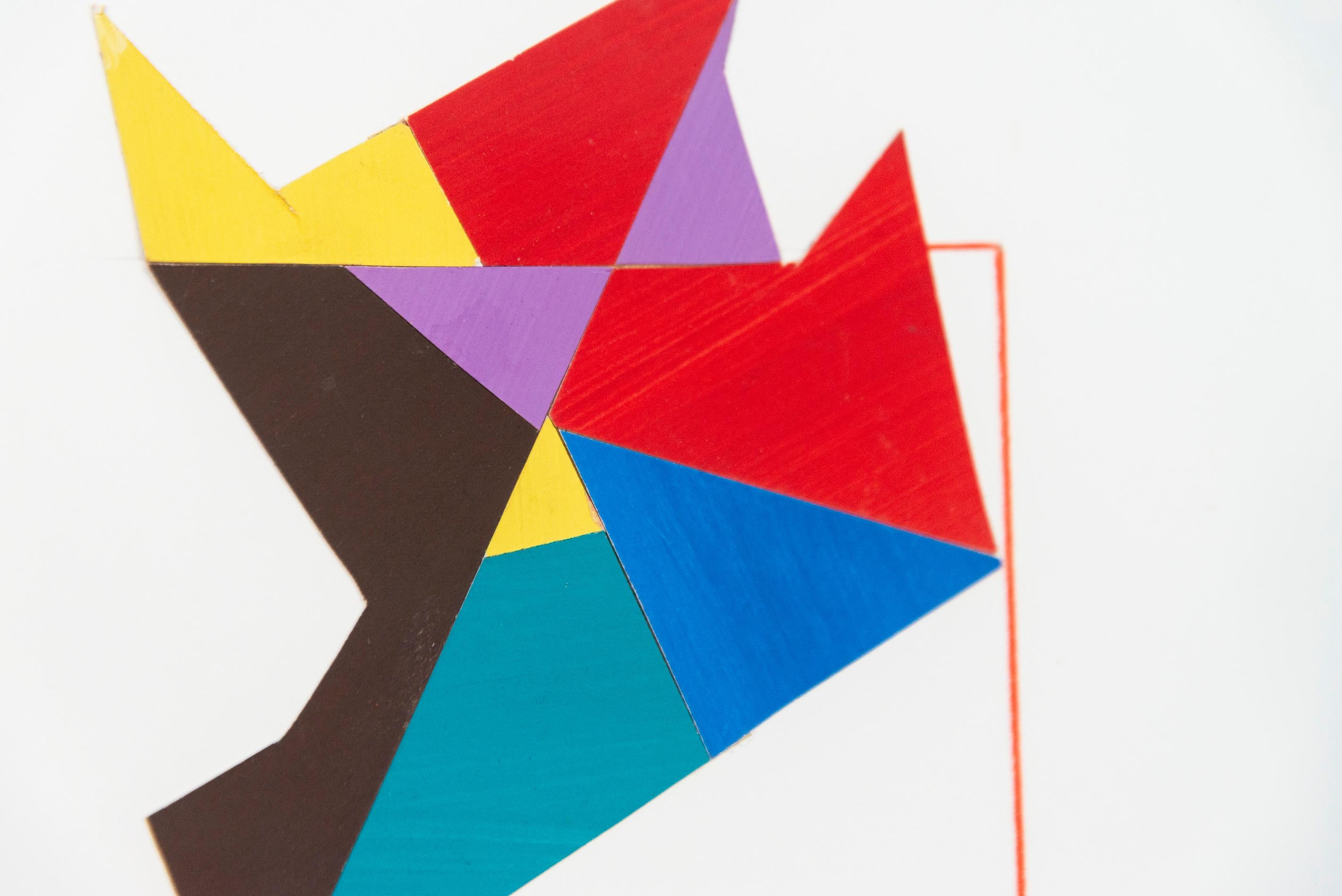 Interconnexions - collage de papier coloré, contemporain, abstrait géométrique en vente 6