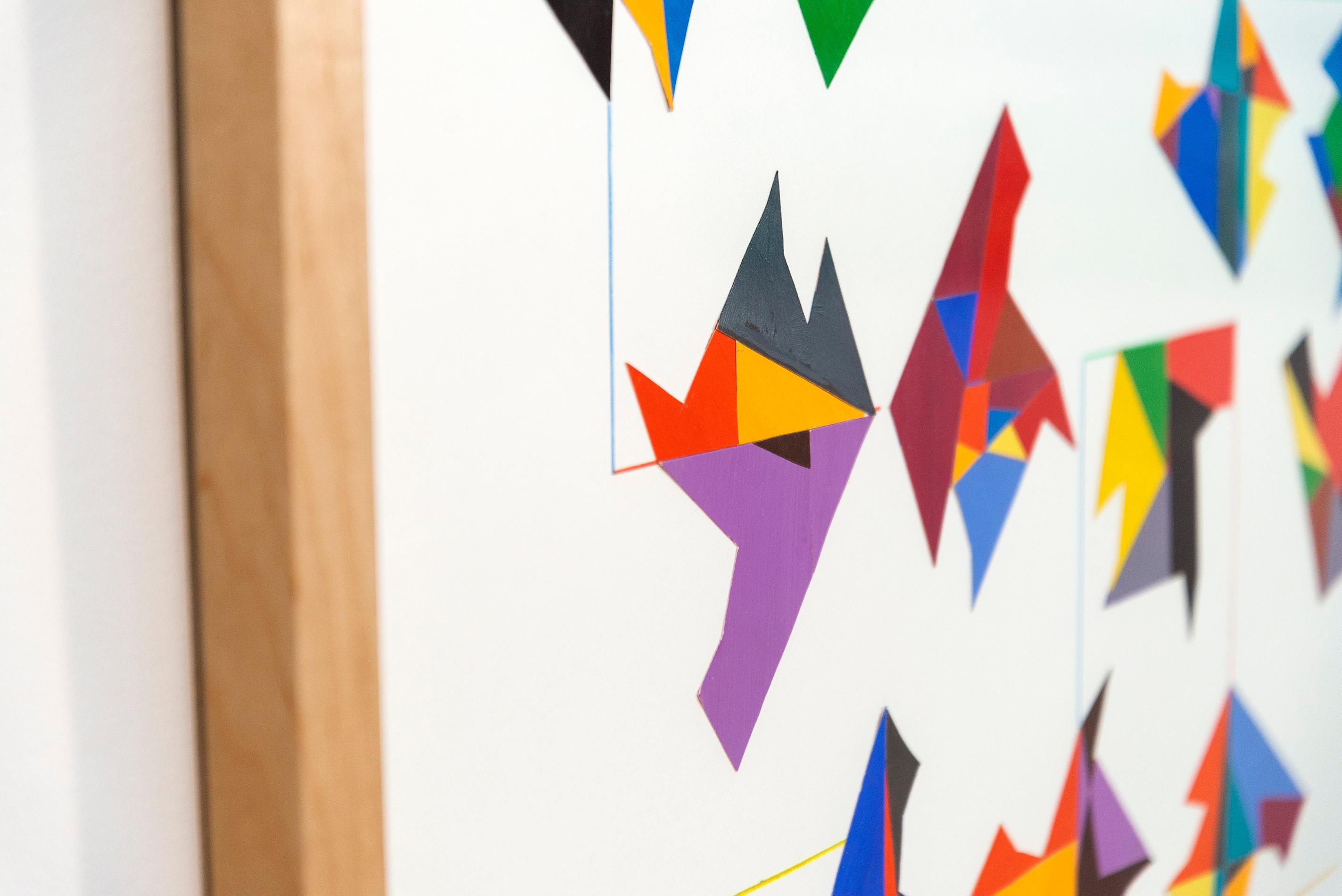 Interconnexions - collage de papier coloré, contemporain, abstrait géométrique en vente 7