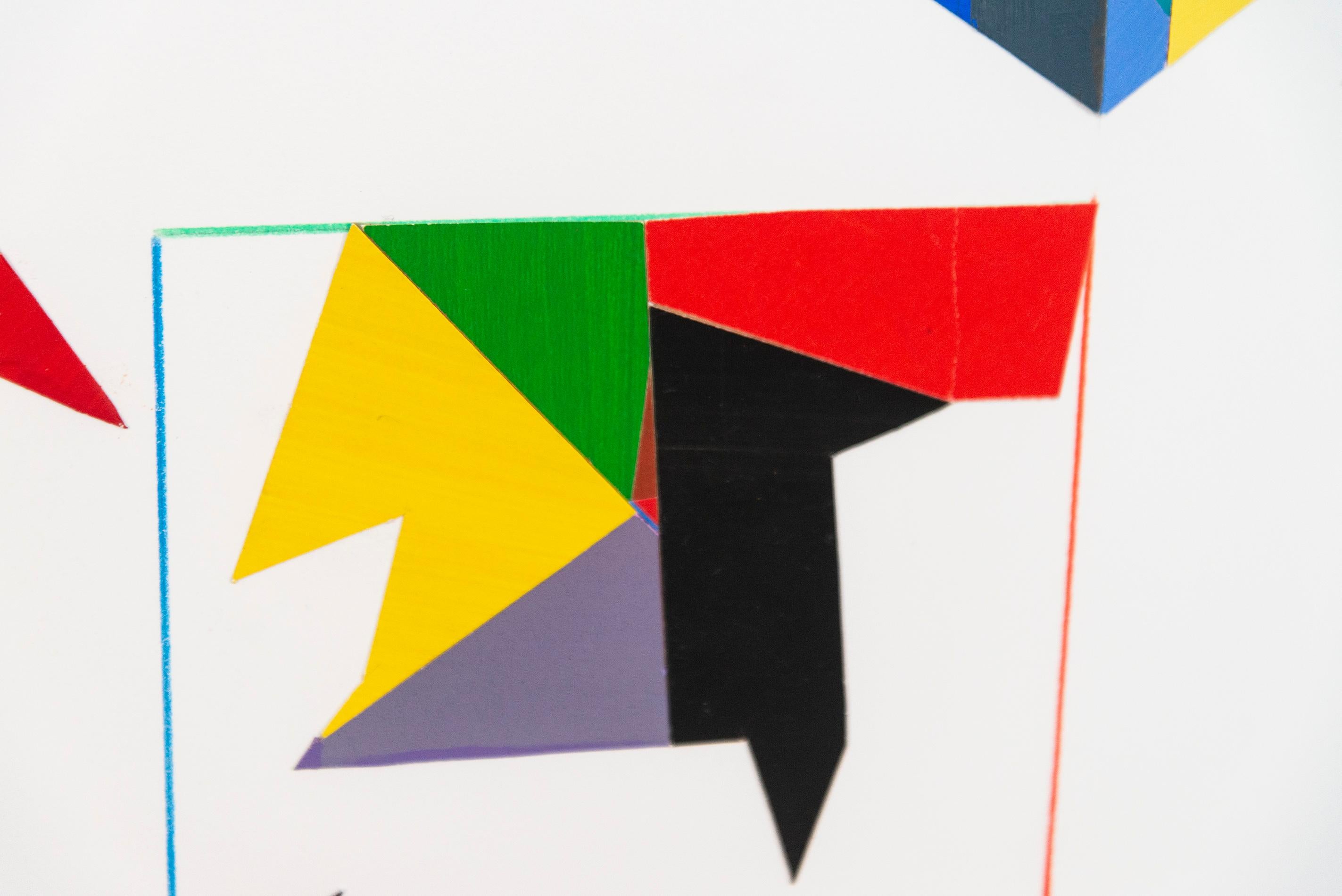 Interconnexions - collage de papier coloré, contemporain, abstrait géométrique en vente 4