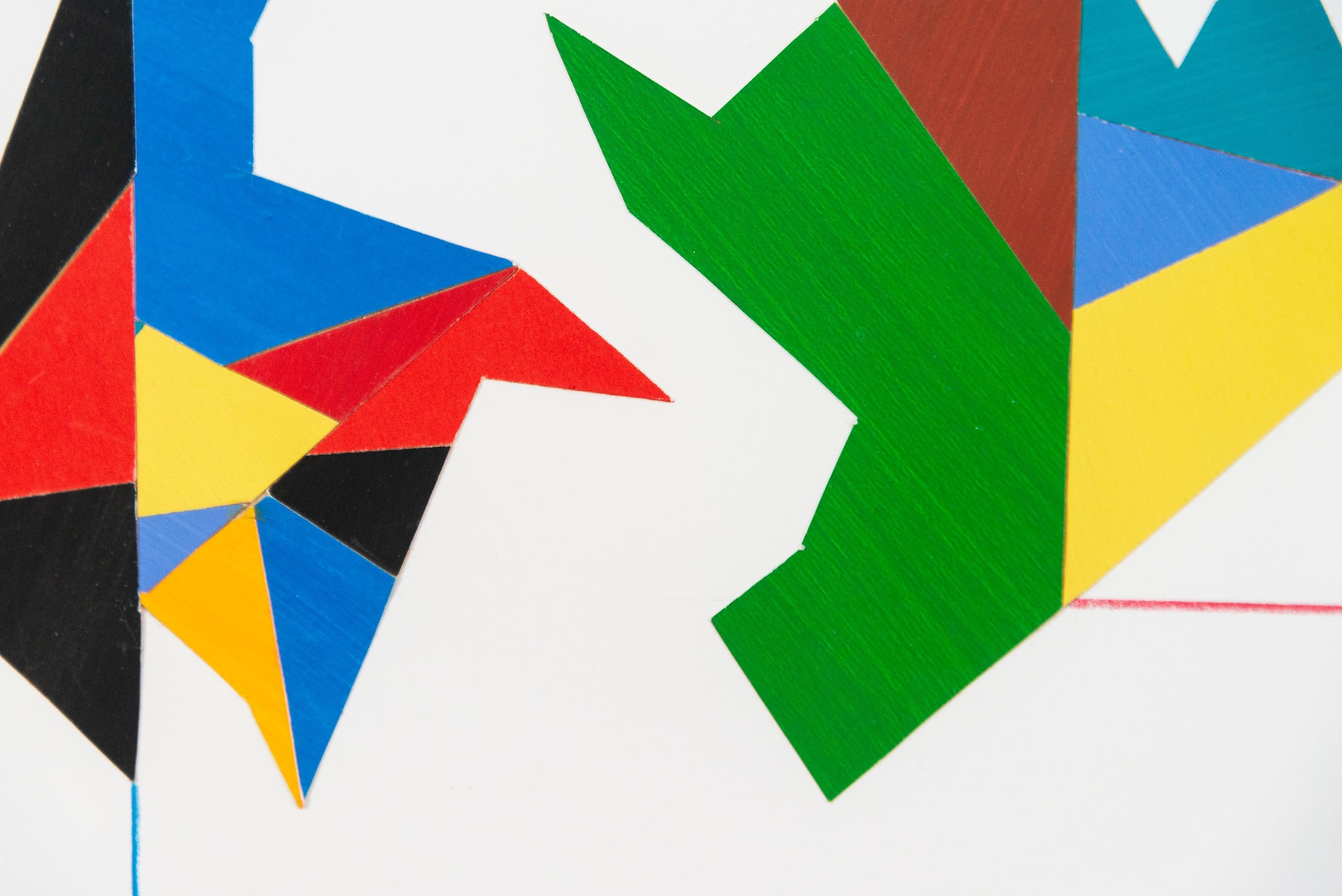 Interconnexions - collage de papier coloré, contemporain, abstrait géométrique en vente 5