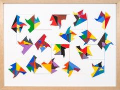 Interconnexions - collage de papier coloré, contemporain, abstrait géométrique