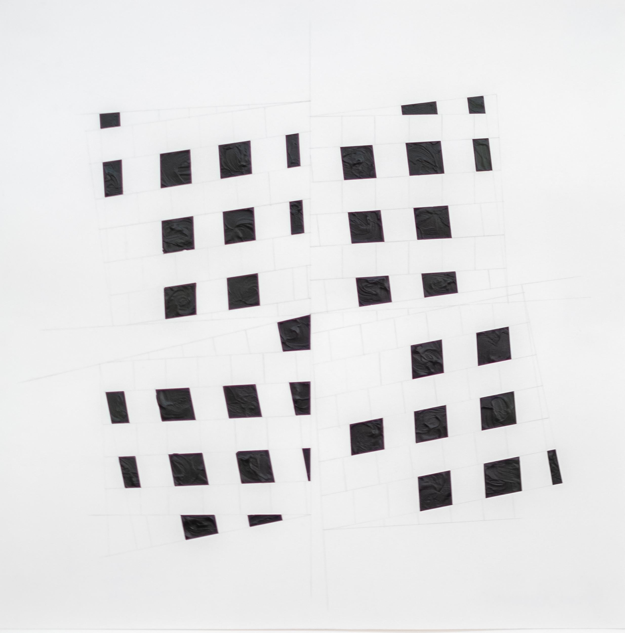 Time Space Zone #2 - astratto contemporaneo e geometrico,  matita, acrilico su carta - Mixed Media Art Astratto di Yvonne Lammerich