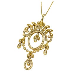 Yvonne Leon Diamond Wreath Necklace in Yellow Gold 18 Carat and Diamonds