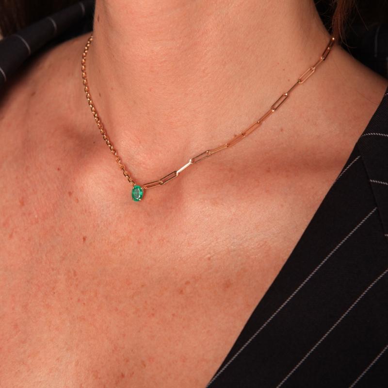 Yvonne Leon Necklace in 18 Karat Yellow Gold with Emerald at 1stDibs