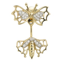 Yvonne Leon's Butterfly Stud and Ear Jacket in 18 Carats Yellow Gold Diamonds
