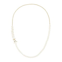 Yvonne Leon's Caterpillar Necklace in 18 Karat Gold with Pearls and Diamonds