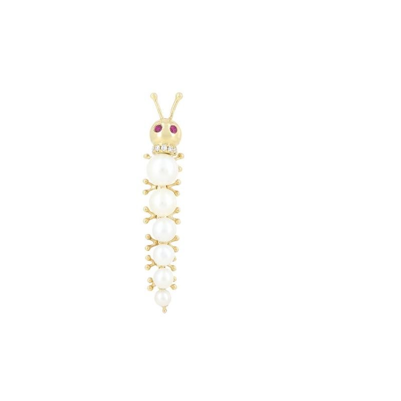 Women's or Men's Yvonne Leon's Chenille Earring in 18 Carat Yellow Gold and Diamonds For Sale