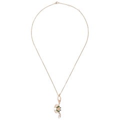 Yvonne Leon's Crabe Necklace in 18 Karat Gold with Diamonds and Tsavorites