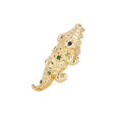 Yvonne Leon's Crocodile Earring in 18 Carat Yellow Gold and Tsavorites