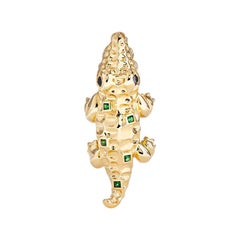 Yvonne Leon's Crocodile Earring in 18 Carat Yellow Gold and Tsavorites