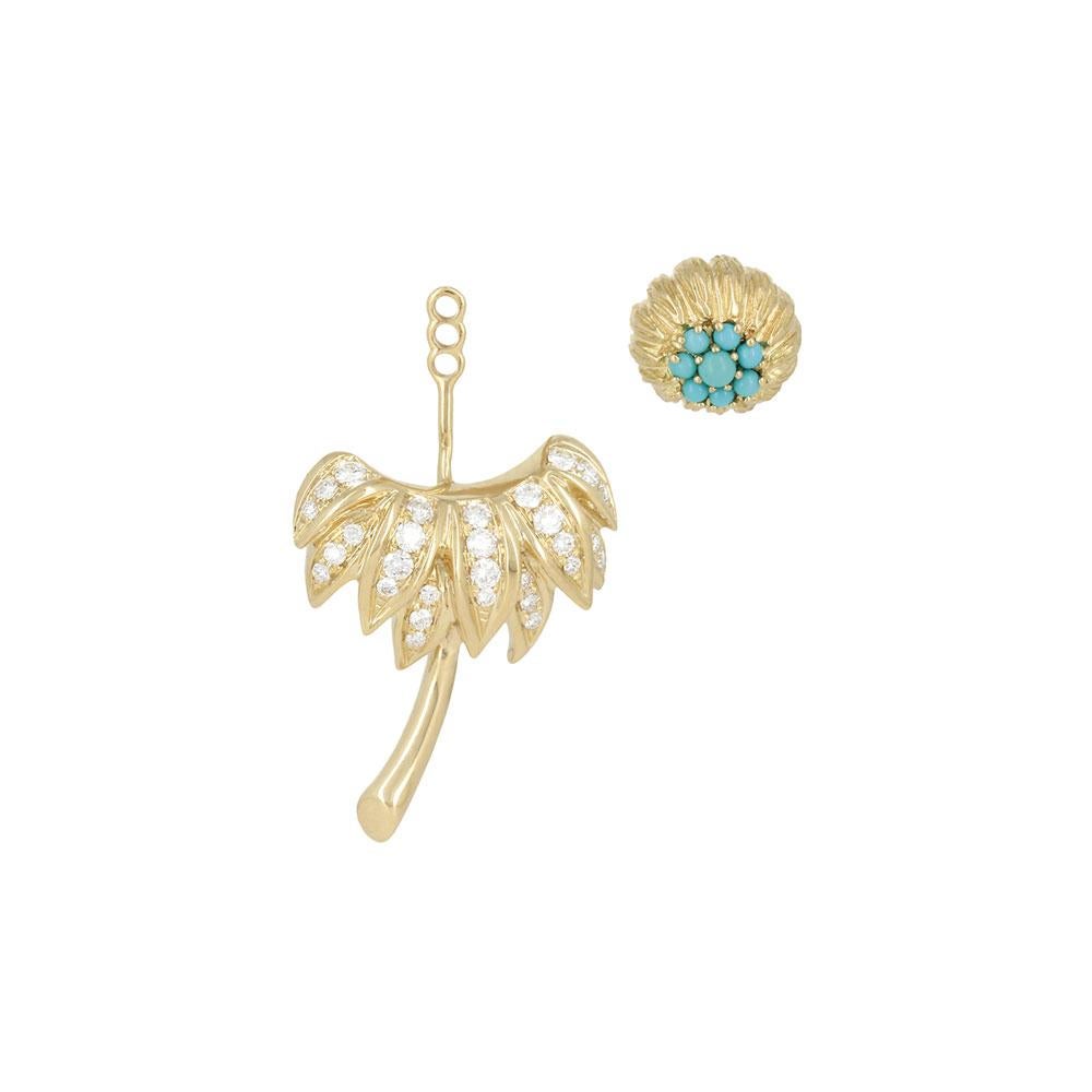 Stud and Ear Jacket in 18 Carats Yellow Gold 7,4gr approx.
Grey Diamonds 0,50ct approx.
Turquoises 0,23ct approx.
Sold as a pack (Stud & Ear Jacket)
Alpa system