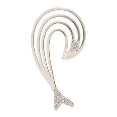 Yvonne Leon's Dolphin Earring in 18 Carat White Gold and Diamonds