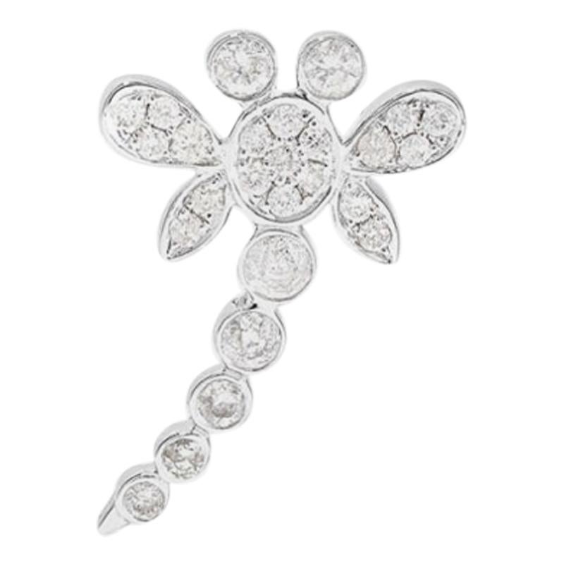 Yvonne Leon's Dragonfly Earring in 18 Karat White Gold with Diamonds For Sale