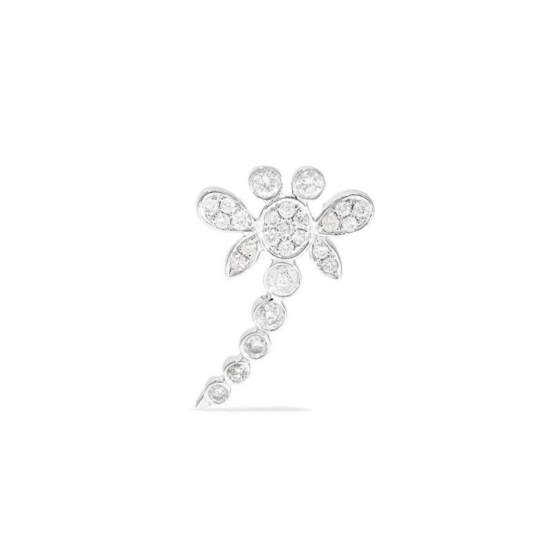 Women's or Men's Yvonne Leon's Dragonfly Earring in 18 Karat White Gold with Diamonds For Sale