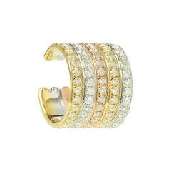 Yvonne Leon's Ear Clip 5 Rows in 18 Carat White Yellow and Pink Gold Diamonds