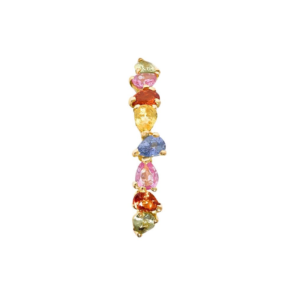 Yvonne Leon's Ear Ring in 18 Carat Yellow Gold Sapphires Multicolored For Sale