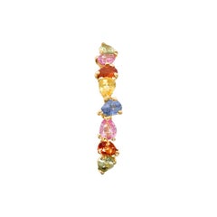 Yvonne Leon's Ear Ring in 18 Carat Yellow Gold Sapphires Multicolored