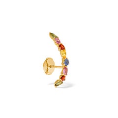 Yvonne Leon's Ear Ring in 18 Carat Yellow Gold Sapphires Multicolored