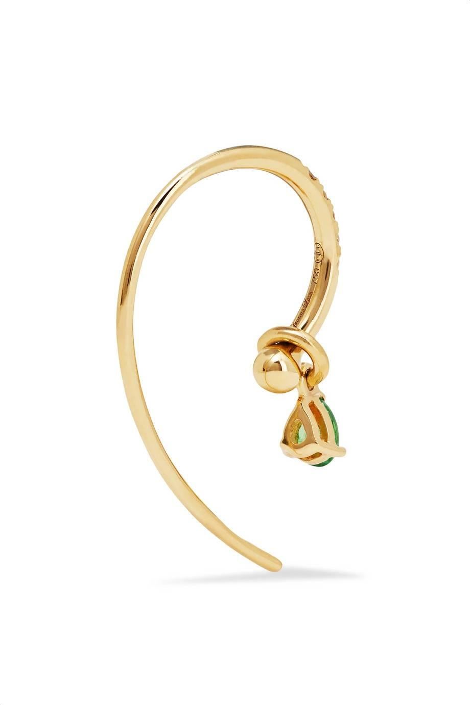 Yvonne Leon's Earring in 18 Karat Yellow Gold with Diamonds and Tsavorites In New Condition In Paris, FR