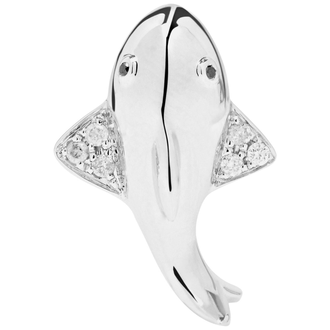 Yvonne Leon's Earring in White Gold 18 Carat Mini Shark with Diamonds For Sale