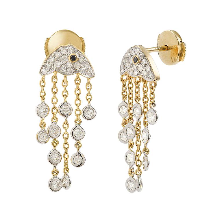 Yvonne Leon
s Earring Jelly Fish in Yellow Gold 18 Carat with Diamonds