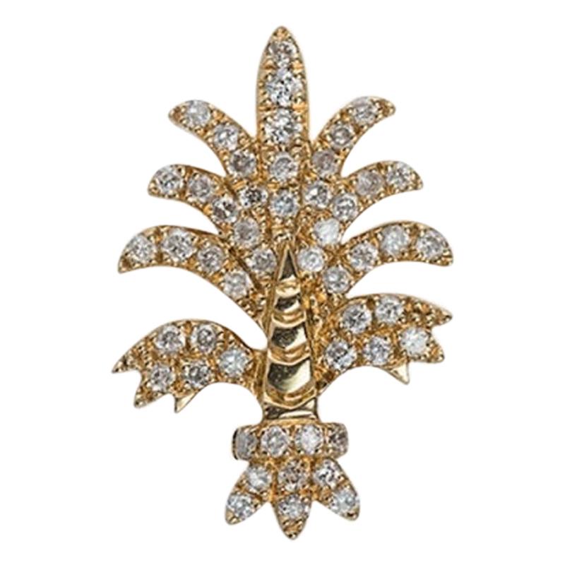 Yvonne Leon's Earring Lily Flower in 18 Karat Yellow Gold with Diamonds