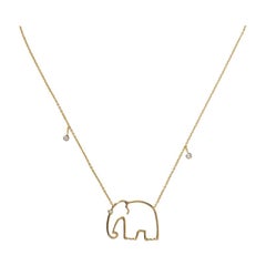 Yvonne Leon's Elephant Necklace in 18 Karat Yellow Gold with Diamonds