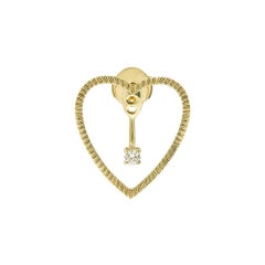 Yvonne Leon's Heart Diamonds Stud 1 Diamond Ear Jacket in 18 Carat Yellow Gold