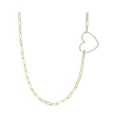 Yvonne Leon's Heart Necklace GM in 18 Carat Yellow Gold and Diamonds