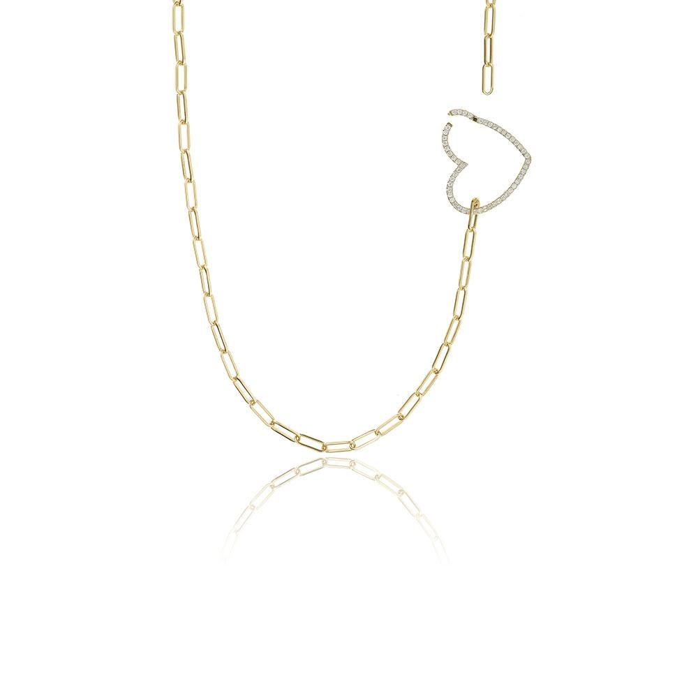 Necklace in 18 Carats Yellow Gold 22,4gr approx.
Grey Diamonds 0,63ct approx.
Total Length 73cm
Heart motive as closure